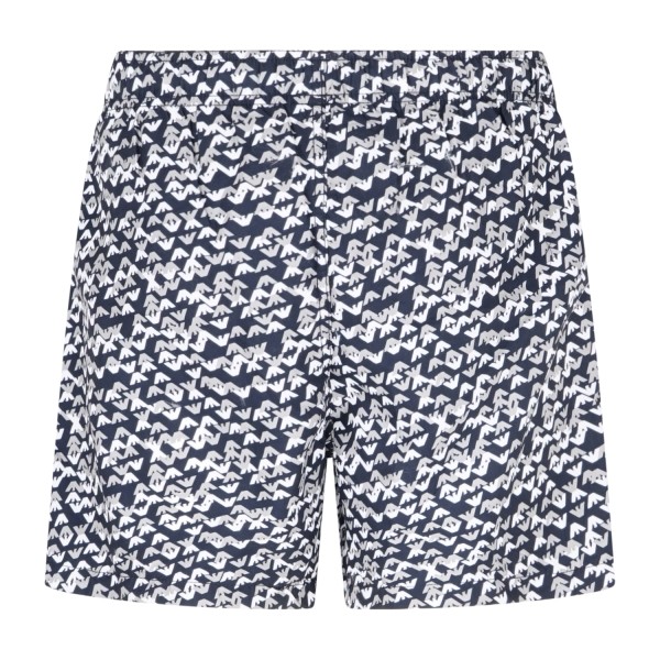 Emporio Armani - Bermuda mare blu scuro con stampa logo all over per uomo |