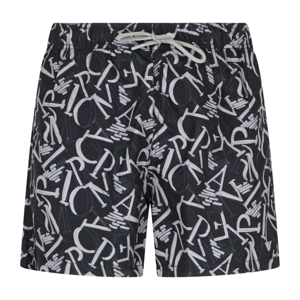 Emporio Armani - Bermuda mare nera con stampa all over per uomo | em000583