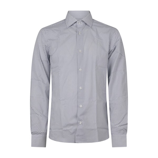 Lavorazione Sartoriale - Camicia bianca a fantasia astratta in cotone slim fit