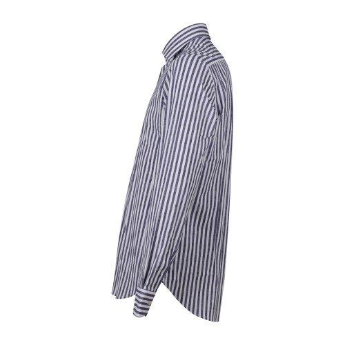 Lavorazione Sartoriale - Camicia bianca a righe blu in tessuto tecnico custom 2