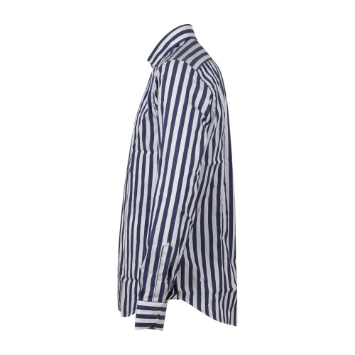 Lavorazione Sartoriale - Camicia bianca a righe blu in tessuto tecnico slim fit 2