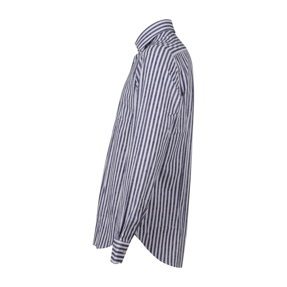 Lavorazione Sartoriale - Camicia bianca a righe blu in tessuto tecnico custom