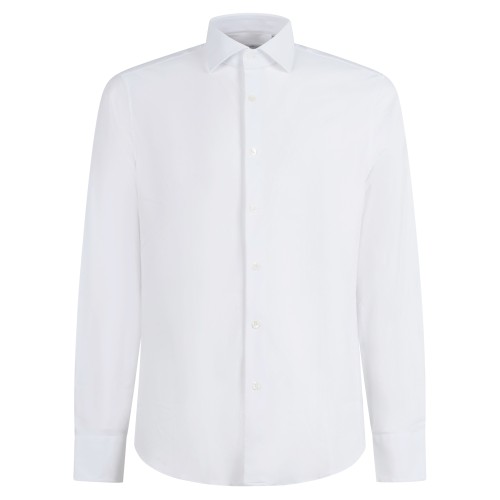 Lavorazione Sartoriale - Camicia bianca custom fit elasticizzata per uomo |