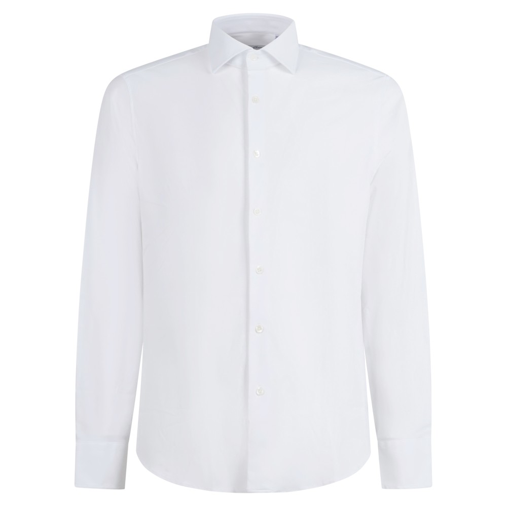 Lavorazione Sartoriale - Camicia bianca custom fit elasticizzata per uomo |