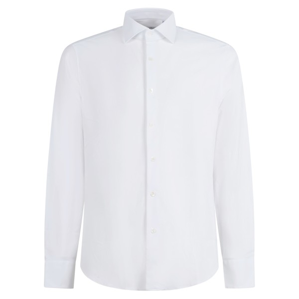 Lavorazione Sartoriale - Camicia bianca custom fit elasticizzata per uomo |