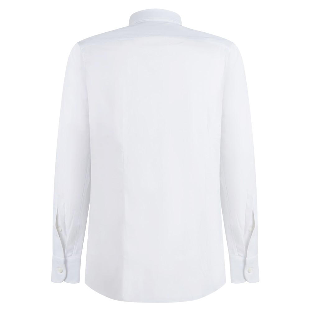 Lavorazione Sartoriale - Camicia bianca custom fit elasticizzata per uomo |
