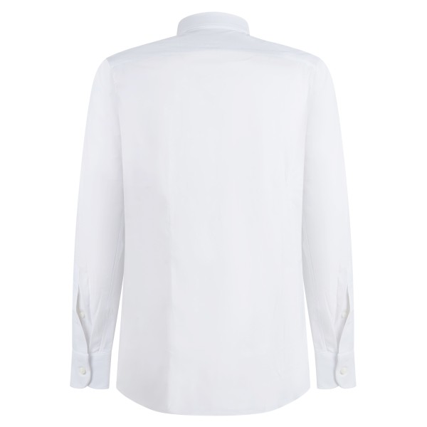 Lavorazione Sartoriale - Camicia bianca custom fit elasticizzata per uomo |