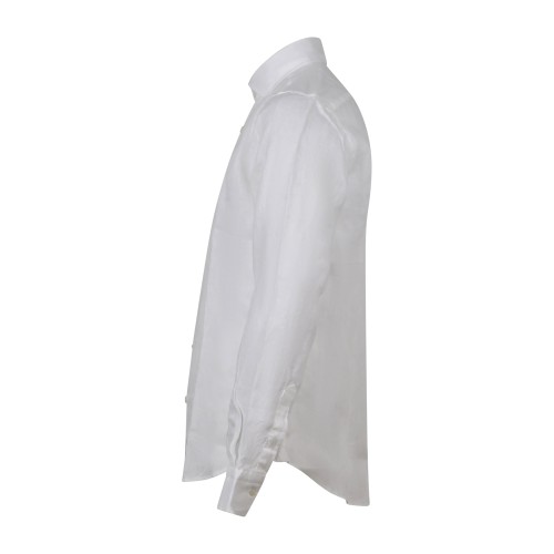 Lavorazione Sartoriale - Camicia bianca in lino e cotone slim fit per uomo | 2