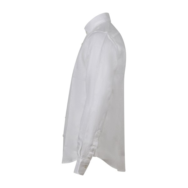 Lavorazione Sartoriale - Camicia bianca in lino e cotone slim fit per uomo |