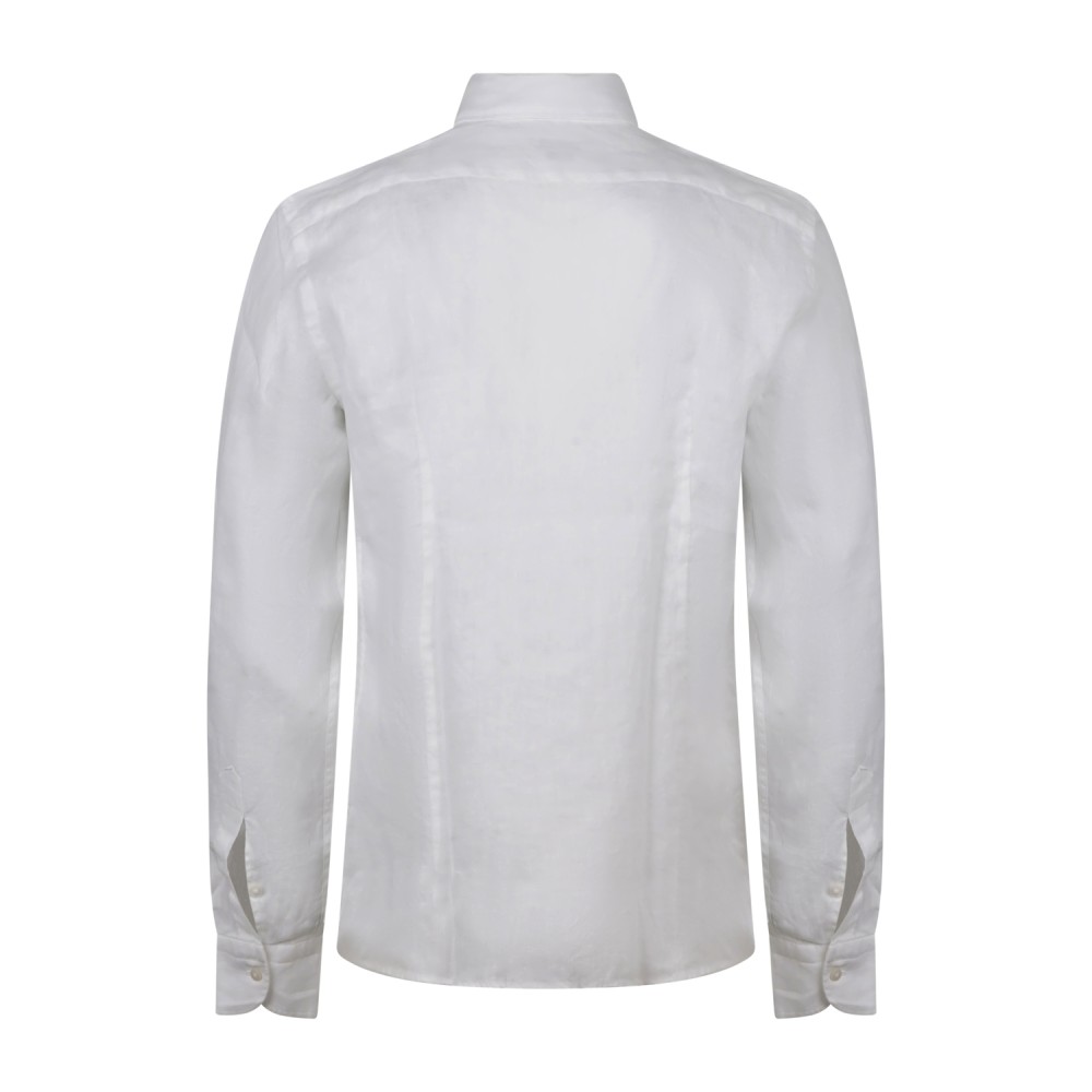 Lavorazione Sartoriale - Camicia bianca in lino e cotone custom fit per uomo |