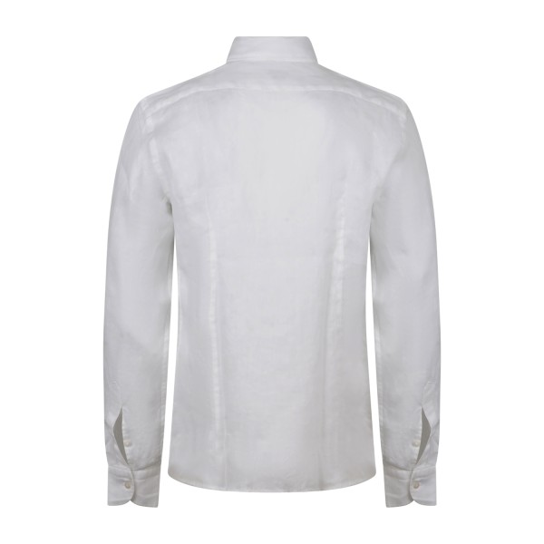 Lavorazione Sartoriale - Camicia bianca in lino e cotone custom fit per uomo |