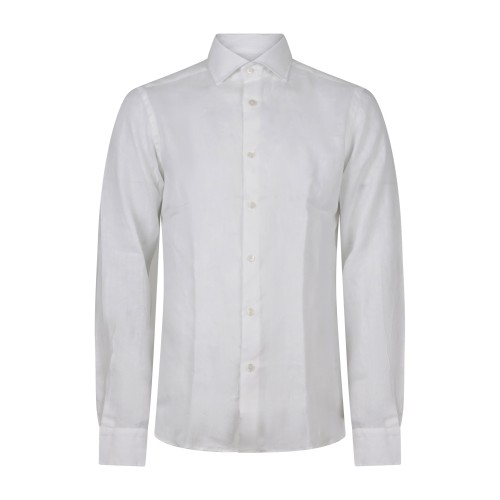 Lavorazione Sartoriale - Camicia bianca in lino e cotone custom fit per uomo |