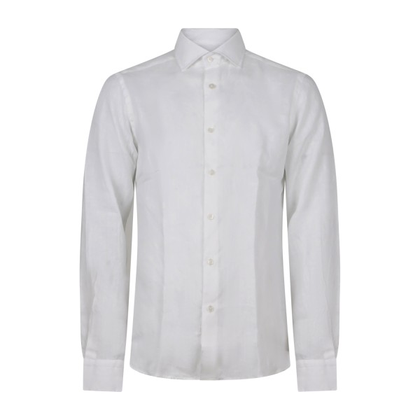 Lavorazione Sartoriale - Camicia bianca in lino e cotone custom fit per uomo |
