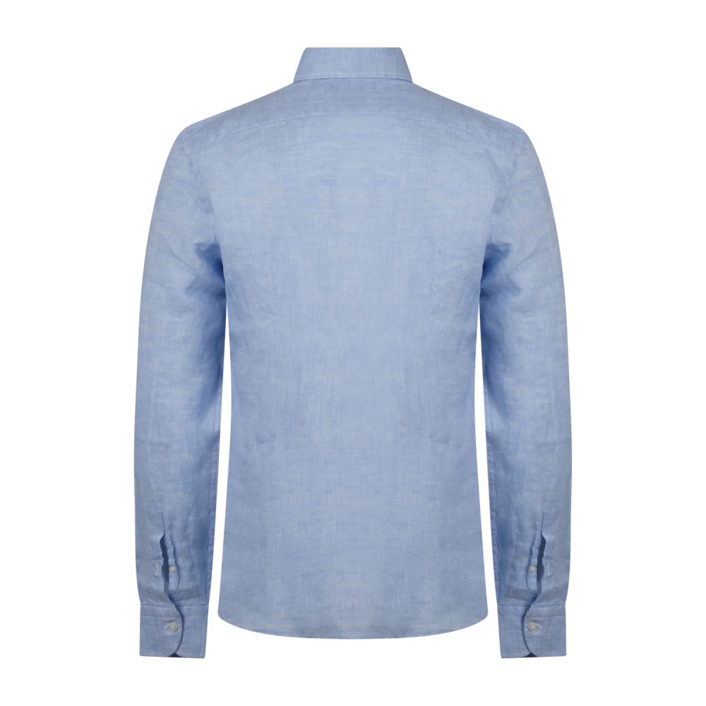 Lavorazione Sartoriale - Camicia celeste in lino e cotone slim fit per uomo |