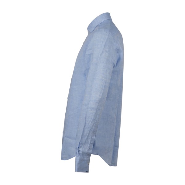 Lavorazione Sartoriale - Camicia celeste in lino e cotone slim fit per uomo |