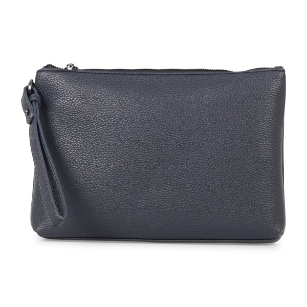 Armani Exchange - Pochette blu in pelle martellata con fascia in tessuto logata