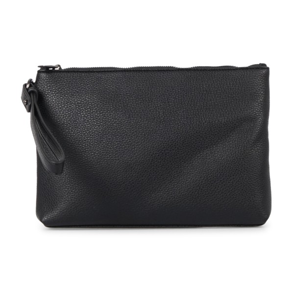 Armani Exchange - Pochette nera in pelle martellata con fascia in tessuto