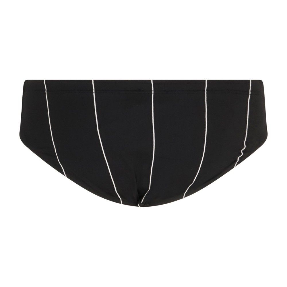 Emporio Armani - Slip mare nero in tessuto stretch a righe con ricamo logo per