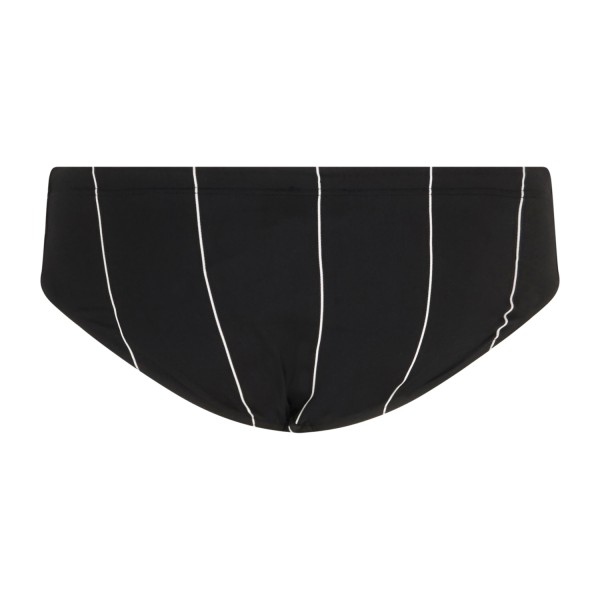 Emporio Armani - Slip mare nero in tessuto stretch a righe con ricamo logo per