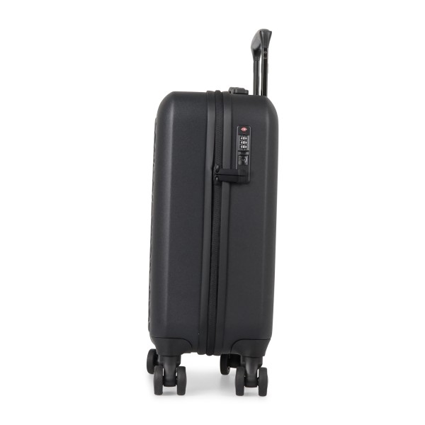 Armani Exchange - Valigia nero con doppie ruote piroettanti con logo a rilievo