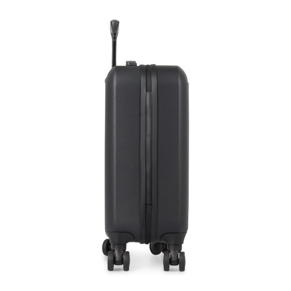 Armani Exchange - Valigia nero con doppie ruote piroettanti con logo a rilievo