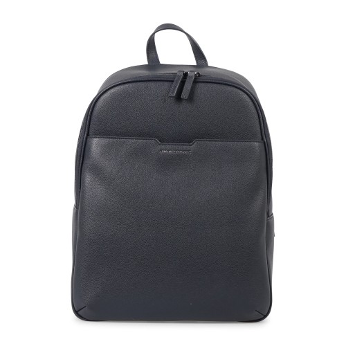 Armani Exchange - Zaino blu in ecopelle con tasca a filetto sul fronte con