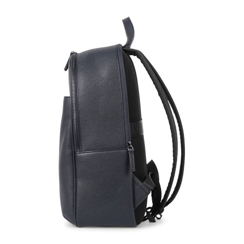 Armani Exchange - Zaino blu in ecopelle con tasca a filetto sul fronte con 2