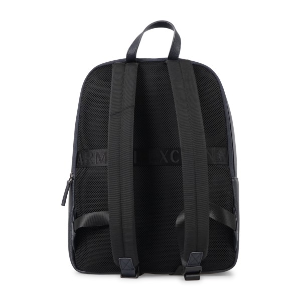 Armani Exchange - Zaino blu in ecopelle con tasca a filetto sul fronte con