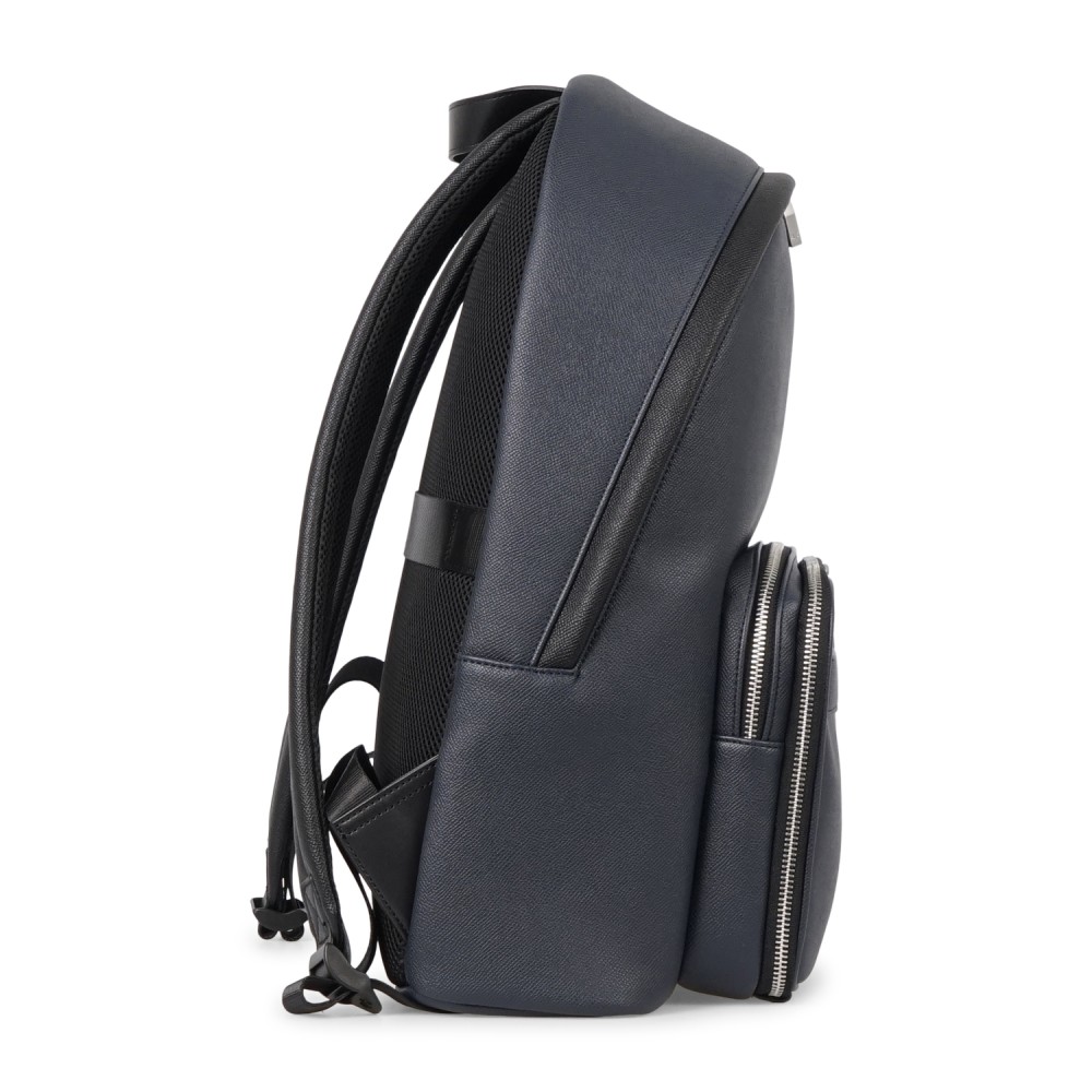 Armani Exchange - Zaino blu in ecopelle con tasca doppio scomparto sul fronte