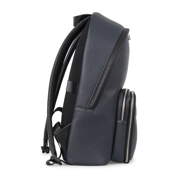 Armani Exchange - Zaino blu in ecopelle con tasca doppio scomparto sul fronte