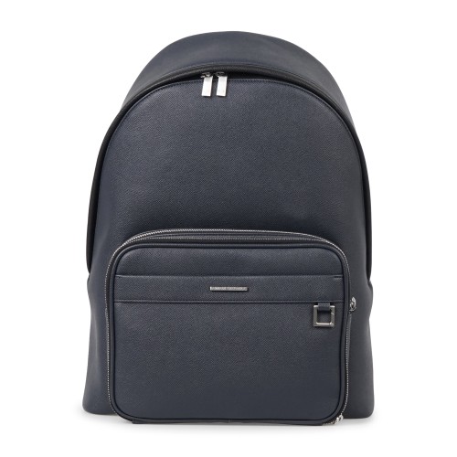 Armani Exchange - Zaino blu in ecopelle con tasca doppio scomparto sul fronte