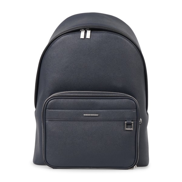 Armani Exchange - Zaino blu in ecopelle con tasca doppio scomparto sul fronte