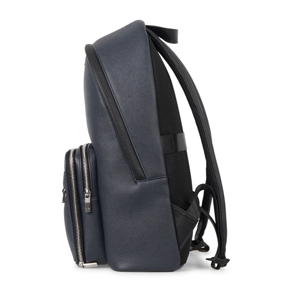 Armani Exchange - Zaino blu in ecopelle con tasca doppio scomparto sul fronte