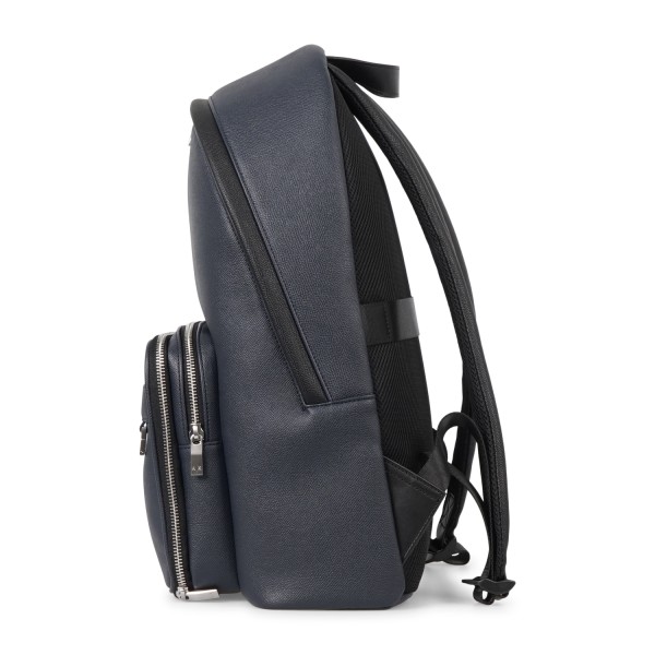 Armani Exchange - Zaino blu in ecopelle con tasca doppio scomparto sul fronte