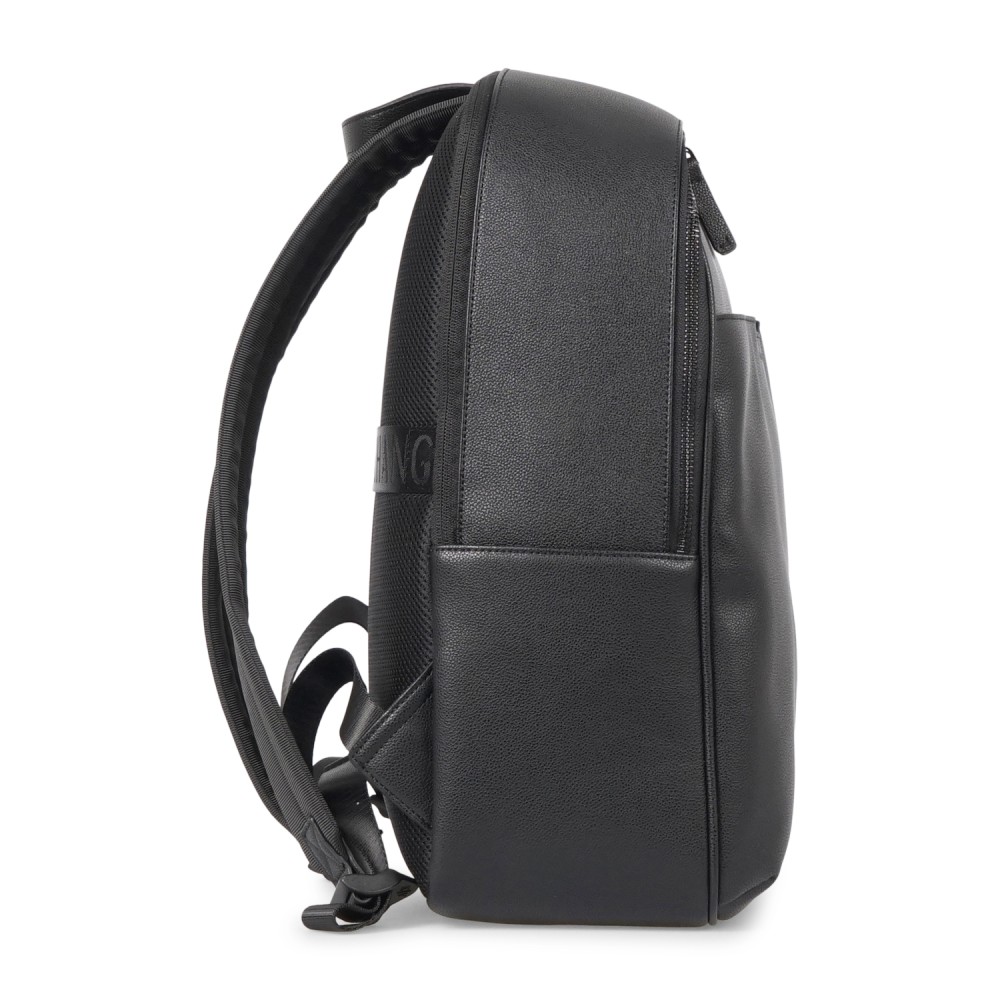 Armani Exchange - Zaino nero in ecopelle con tasca a filetto sul fronte con