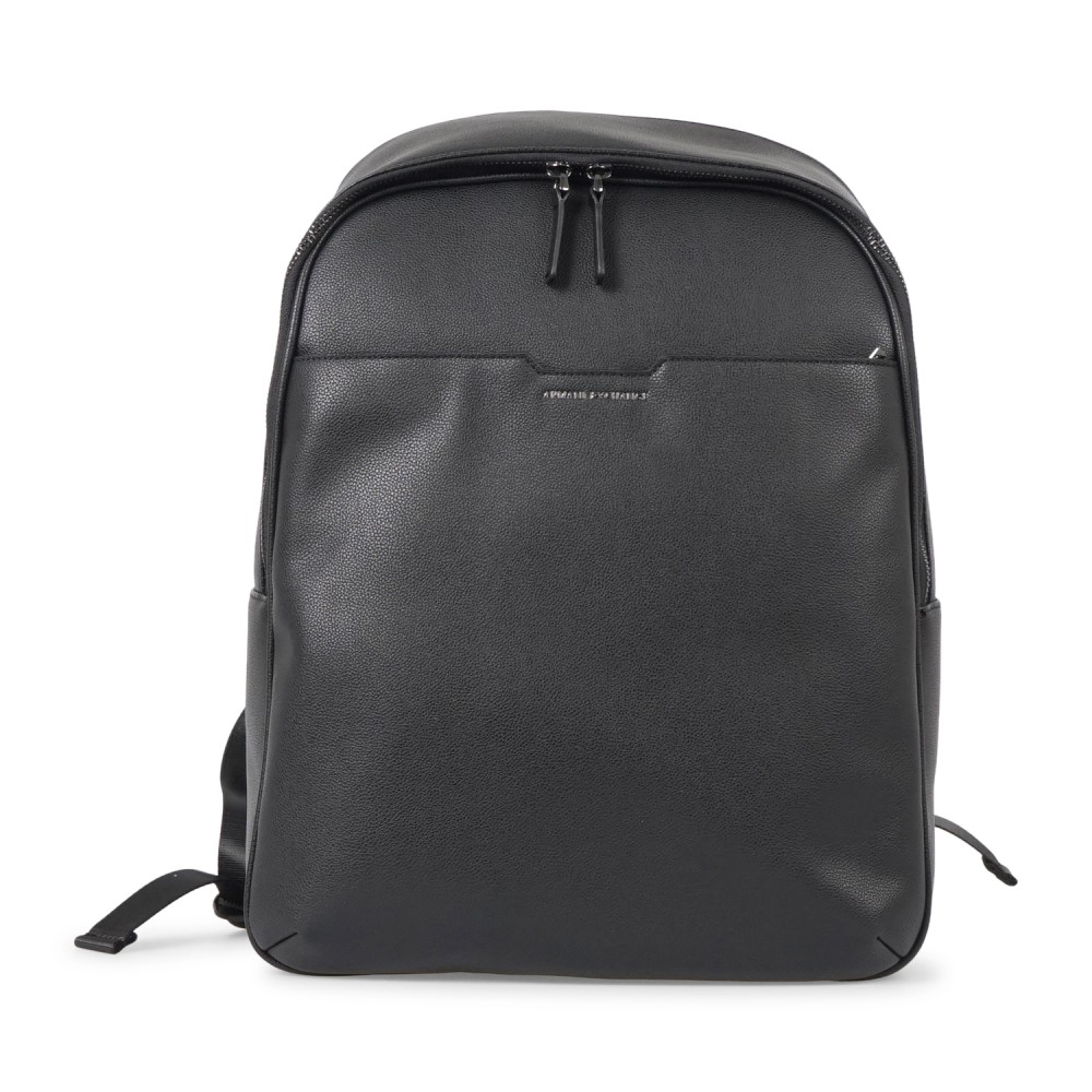 Armani Exchange - Zaino nero in ecopelle con tasca a filetto sul fronte con