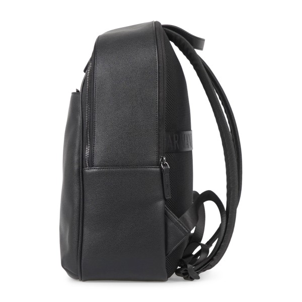 Armani Exchange - Zaino nero in ecopelle con tasca a filetto sul fronte con