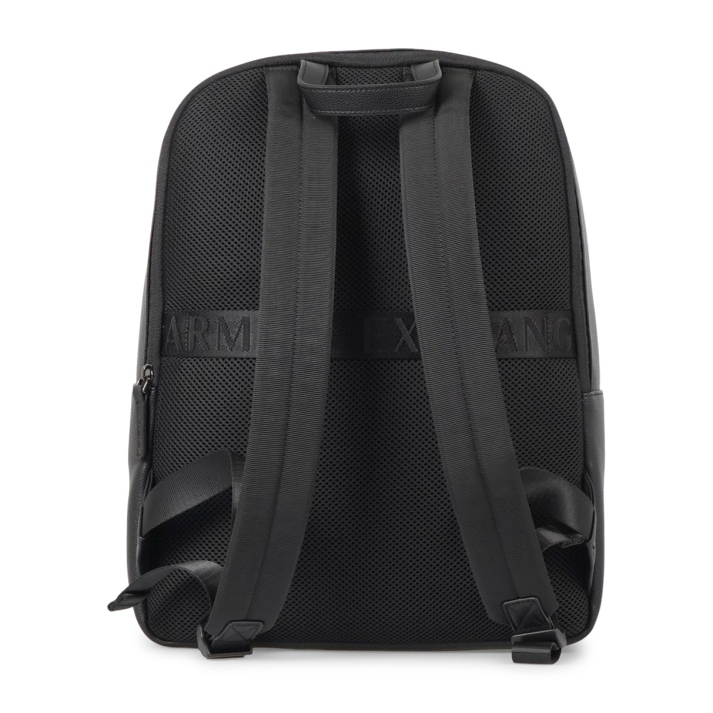 Armani Exchange - Zaino nero in ecopelle con tasca a filetto sul fronte con