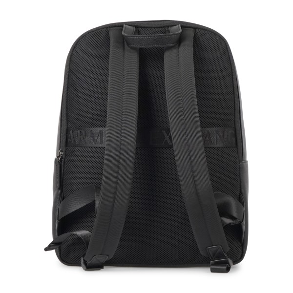 Armani Exchange - Zaino nero in ecopelle con tasca a filetto sul fronte con