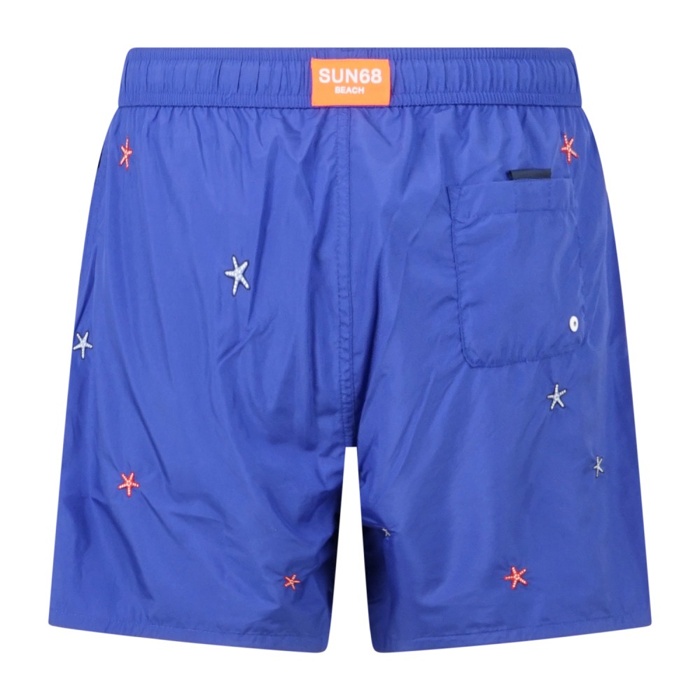 Sun68 - Bermuda mare azzurro con ricamo stella marina all over per uomo |
