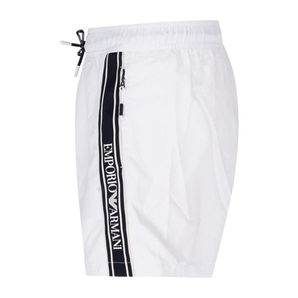 Emporio Armani - Bermuda mare bianca con bande laterali logate per uomo |