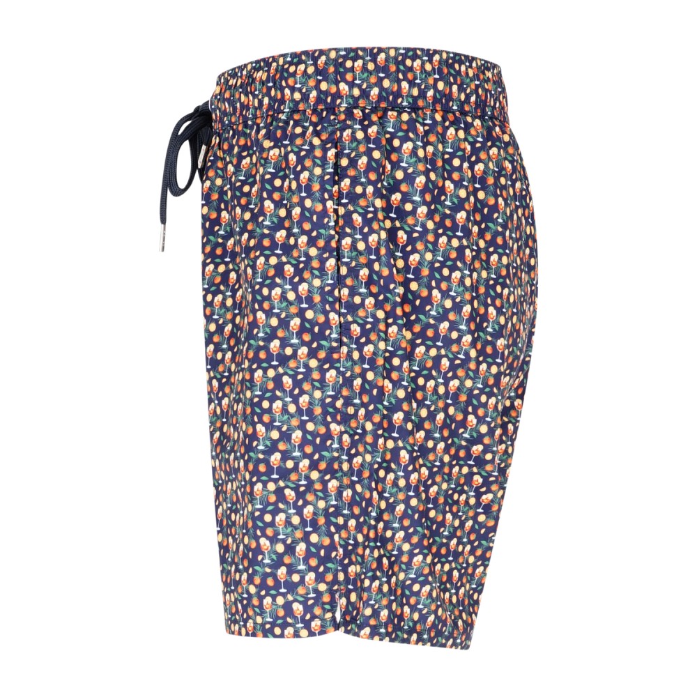 Sun68 - bermuda mare blu con stampa bicchieri cocktail e agrumi per uomo |