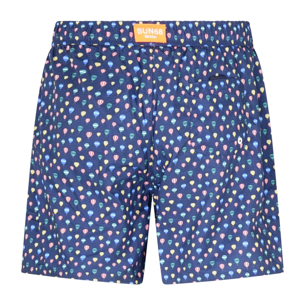 Sun68 - bermuda mare blu con stampa mongolfiere per uomo | h36110 80 avio scuro