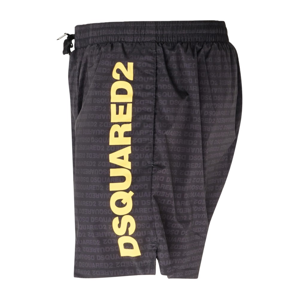 Dsquared2 - Bermuda mare nera con stampa logo all over per uomo | d7b646600