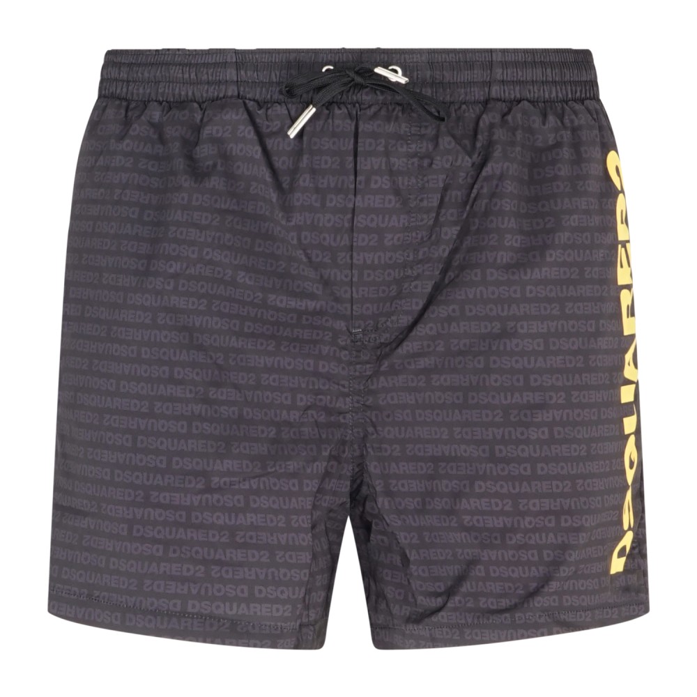 Dsquared2 - Bermuda mare nera con stampa logo all over per uomo | d7b646600