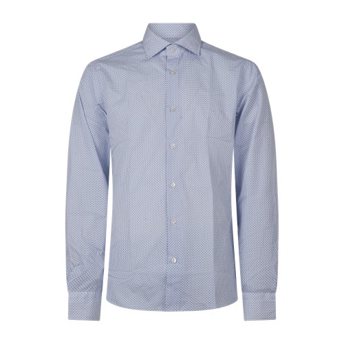 Lavorazione Sartoriale - Camicia bianca fantasia astratta in cotone slim fit