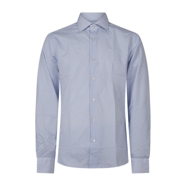 Lavorazione Sartoriale - Camicia bianca fantasia astratta in cotone slim fit