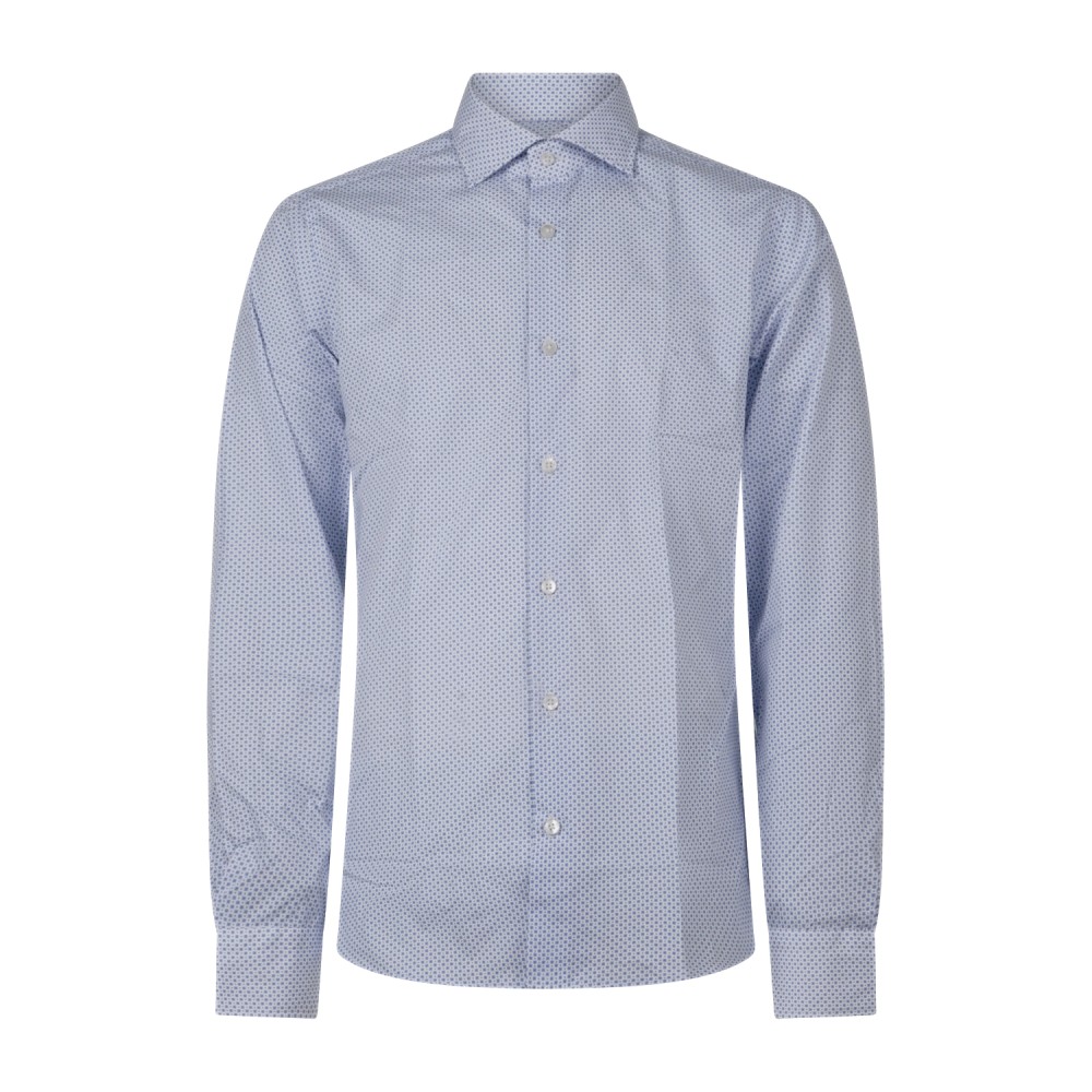 Lavorazione Sartoriale - Camicia bianca fantasia astratta in cotone custom fit