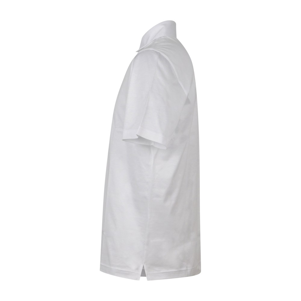 Gran Sasso - Polo bianca manica corta con collo camicia in cotone filo di