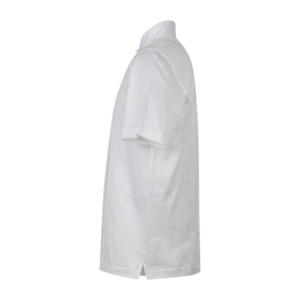 Gran Sasso - Polo bianca manica corta con collo camicia in cotone filo di